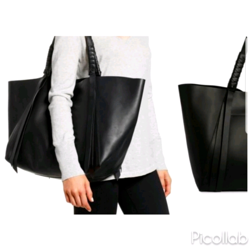 Allsaints Voltaire East West Black Leather Tote